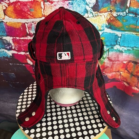 Chicago Cubs Wool Blend Buffalo Plaid Flannel Trapper Hat Cap 7 1/4  Baseball - Picture 3 of 6
